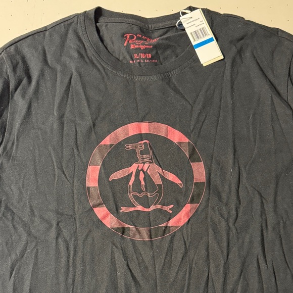 Original Penguin Charcoal Tee with Pink Penguin Graphic - Picture 1 of 6